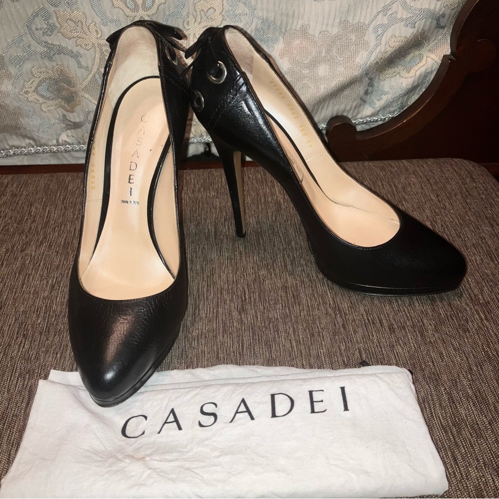 CASADEI Heels / Pumps BLACK Stiletto - Sz 9 (EU 39) Made in Italy NICE!